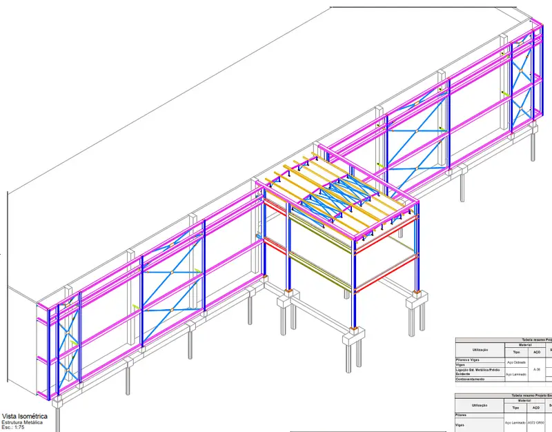 Modelo 3D da estrutura metálica